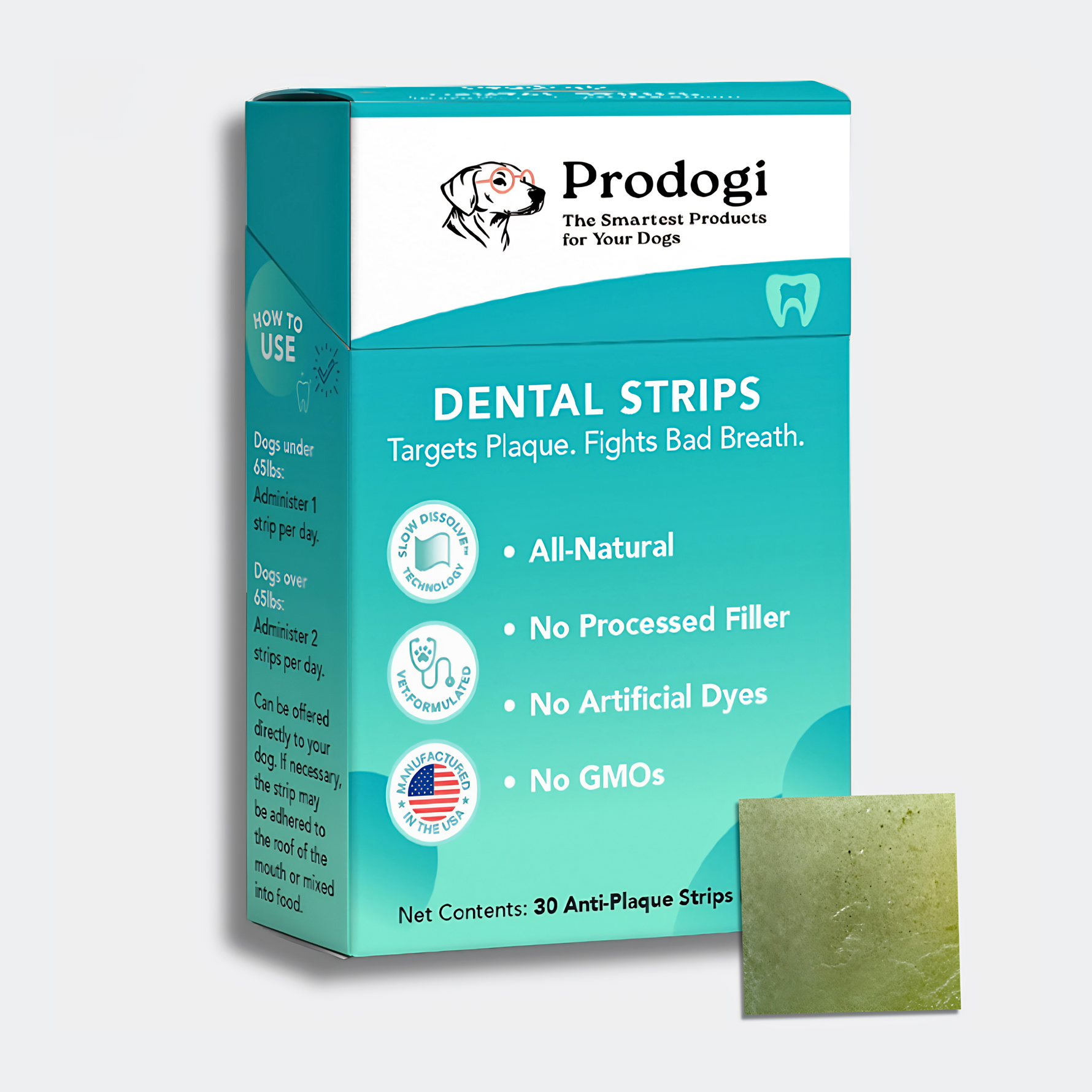 Prodogi Dental Strips box for dogs — all-natural, vet-formulated, made in the USA